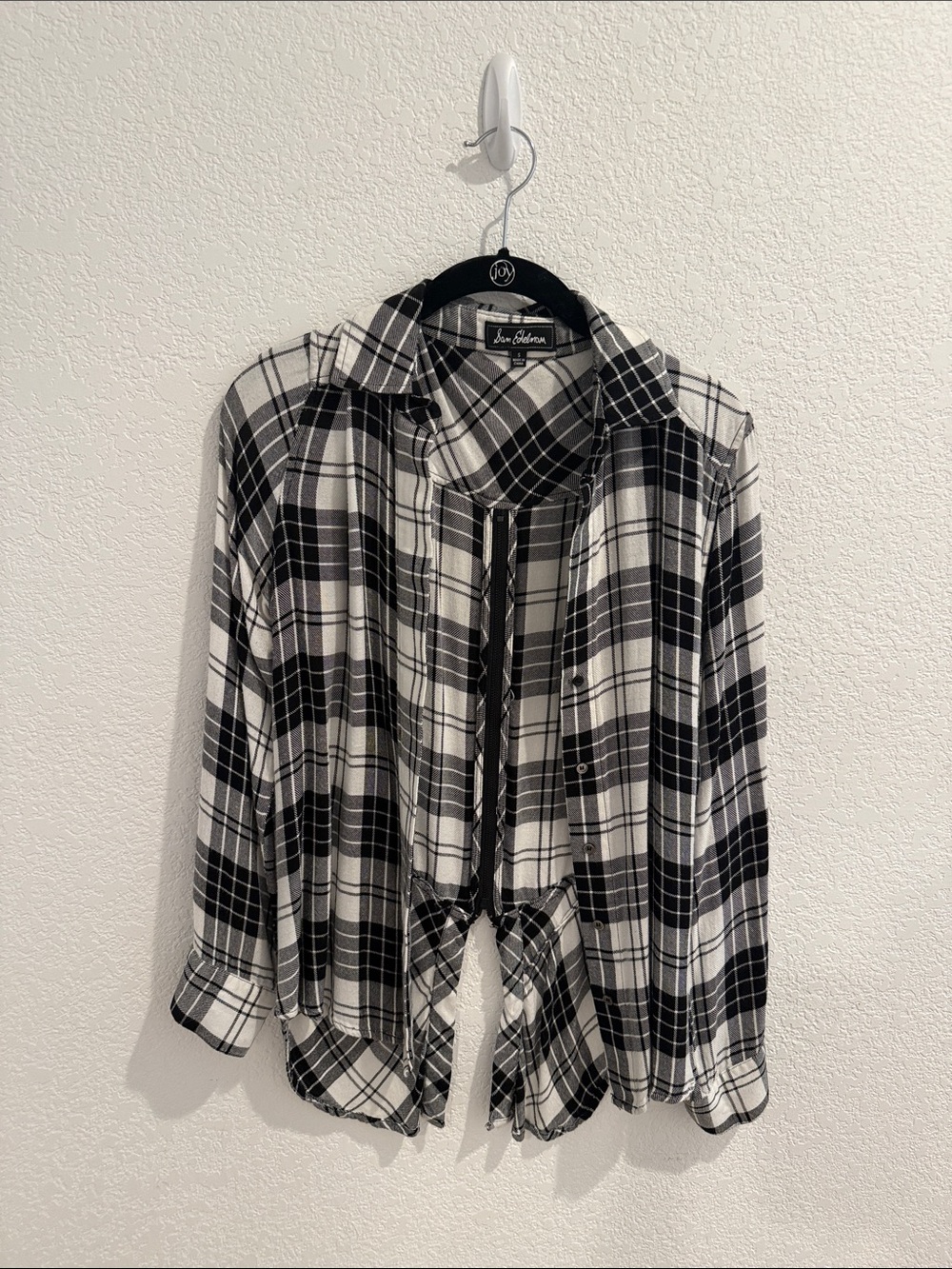 Sam Edelman Black and White Plaid Shirt